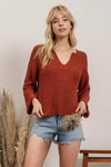 V Knit Sweater || Spice