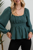 Back Tie Peplum Blouse || Hunter Green