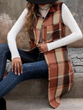 Sleeveless Lapel Cardigan Vest || Retro Plaid