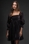 Shimmer Babydoll Dress || Black