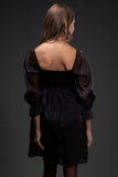 Shimmer Babydoll Dress || Black