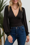 V Neck Bodysuit || Black