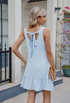 Sleeveless Lace Up Back Dress || Blue