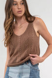Cableknit Sleeveless Top || Brown