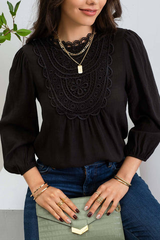 Eyelet Lace Blouse || Black