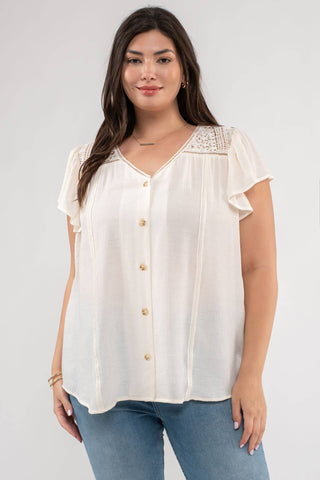 +Button Down Blouse || White