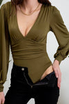 V Neck Bodysuit || Olive