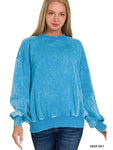 Acid Wash Fleece Oversized Pullover || Deep Sky