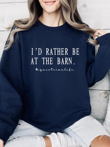 PRE-ORDER Rustic Girls Equestrian Crew || Navy with White