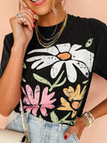 Retro Floral T-Shirt || Black
