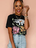 Retro Floral T-Shirt || Black