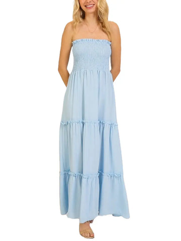 Boho Vibes Maxi Dress || Light Blue