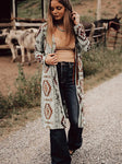 Western Aztec Printed Cardigan || Brown