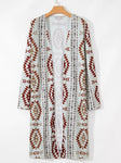 Western Aztec Printed Cardigan || Brown
