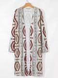 Western Aztec Printed Cardigan || Brown