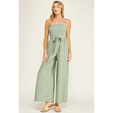 Smocked Wide Leg Jumpsuit || Coastal Stripe