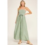 Smocked Wide Leg Jumpsuit || Coastal Stripe