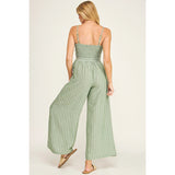Smocked Wide Leg Jumpsuit || Coastal Stripe