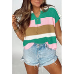 Colorblock Striped Knit Top || Green