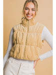 Corduroy Zip Up Puffer Vest with Pockets || Mellow