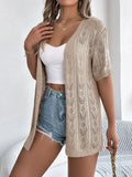 Short-Sleeved Knitted Cardigan || Khaki