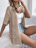 Short-Sleeved Knitted Cardigan || Khaki