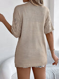 Short-Sleeved Knitted Cardigan || Khaki