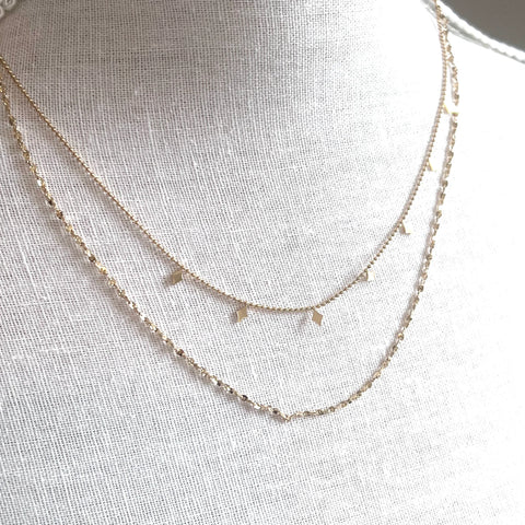 Diamond Shape Layered Necklace || Gold