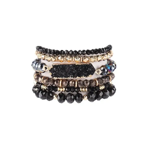 Oval Glass Beads Charm Bracelet || Multi