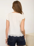 Embroidery Lace Trim Top || White