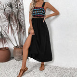 Embroidery Patchwork Dress || Black