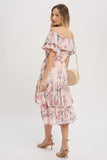 Floral Ruffle Tiered Dress || Baby Pink
