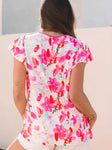 Round Neck Flutter Sleeve Blouse || Rose Floral