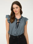 Front Tie Blouse || Dusty Teal