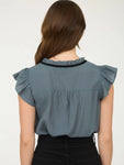 Front Tie Blouse || Dusty Teal