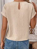 Knotted Hem Short Sleeve Blouse || Parchment