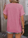 Short Sleeve Button Down Blouse || Pink