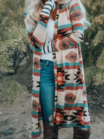 Geometric Long Cardigan || Multicolor