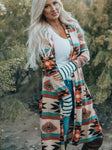 Geometric Long Cardigan || Multicolor