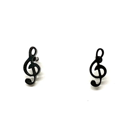 Music Note Earrings || Black