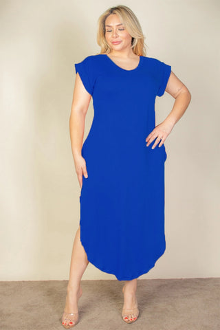 Plus Size V Neck Maxi Dress || Royal Blue