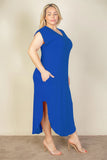 Plus Size V Neck Maxi Dress || Royal Blue