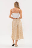 Polka Dot Button Down Midi Skirt || Khaki