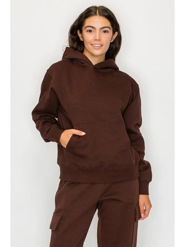 Pullover Fleece Hoodie || Brown