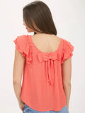 Back Bow Short Sleeve Top || Coral