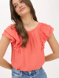 Back Bow Short Sleeve Top || Coral
