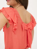 Back Bow Short Sleeve Top || Coral