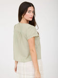 Front Tie Lace Trim Top || Sage