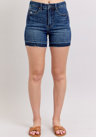 High-Waisted Tummy Control Hem Shorts || Dark