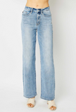 High-Waist Straight Leg Jeans || Light Wash
